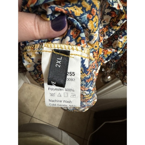 SHEIN Vaycay Ditsy Floral Shirred Bodice Square Neck Dress Plus Size 2XL Peplum - Picture 6 of 7